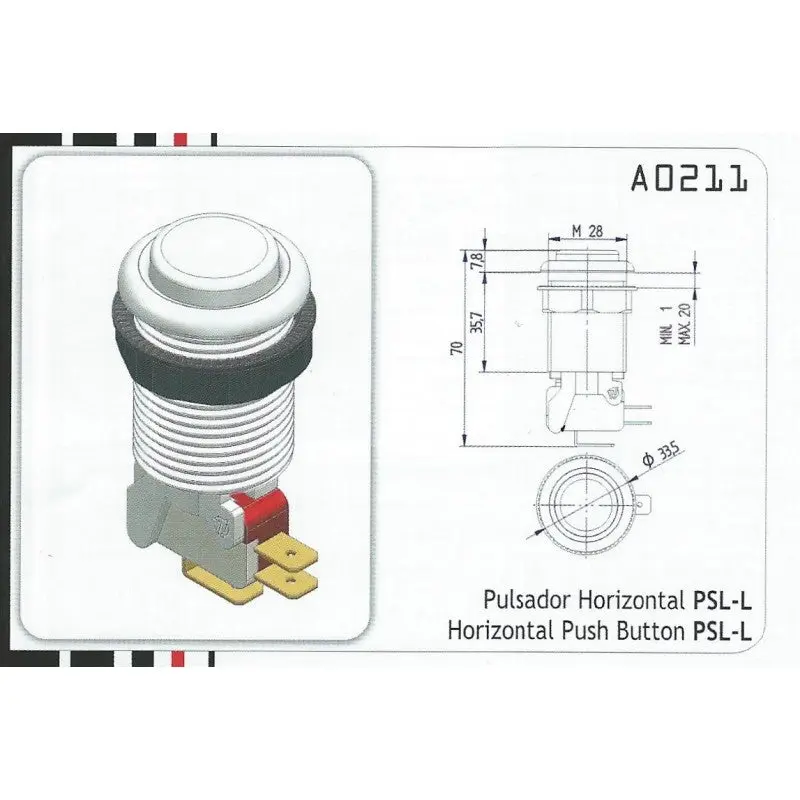 iL PSL-L Concave Button - Red - Image 3